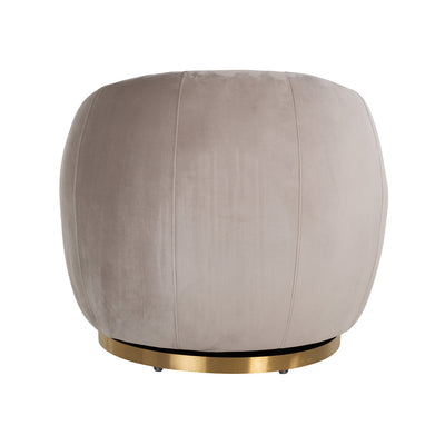 Richmond Swivel Easy Chair In Jago Khaki Velvet And Brushed Gold-Belmont Interiors