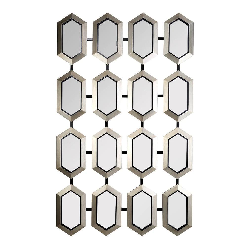 RV Astley Hex Mirror in Champagne Silver Leaf and Black Trim-Esme Furnishings