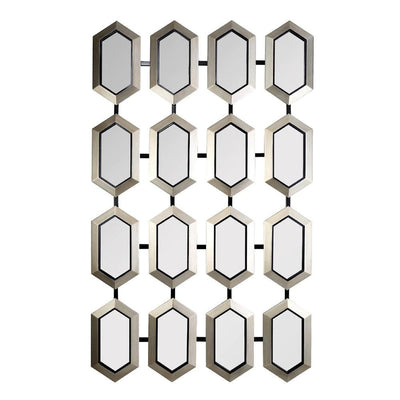 RV Astley Hex Mirror in Champagne Silver Leaf and Black Trim-Esme Furnishings