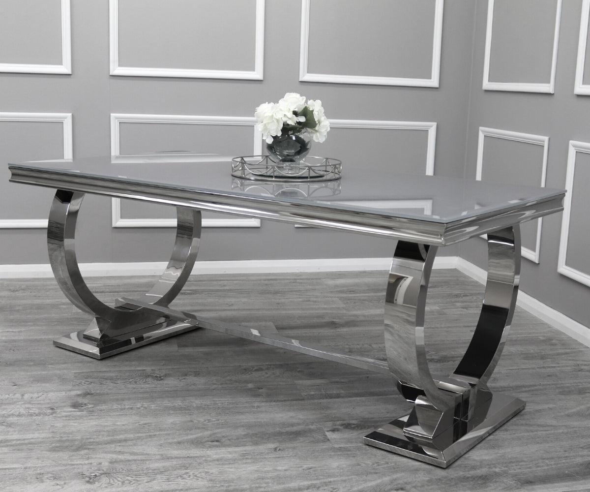 Arianna 200CM Glass & Chrome Dining Table - 3 Colours – Esme Furnishings
