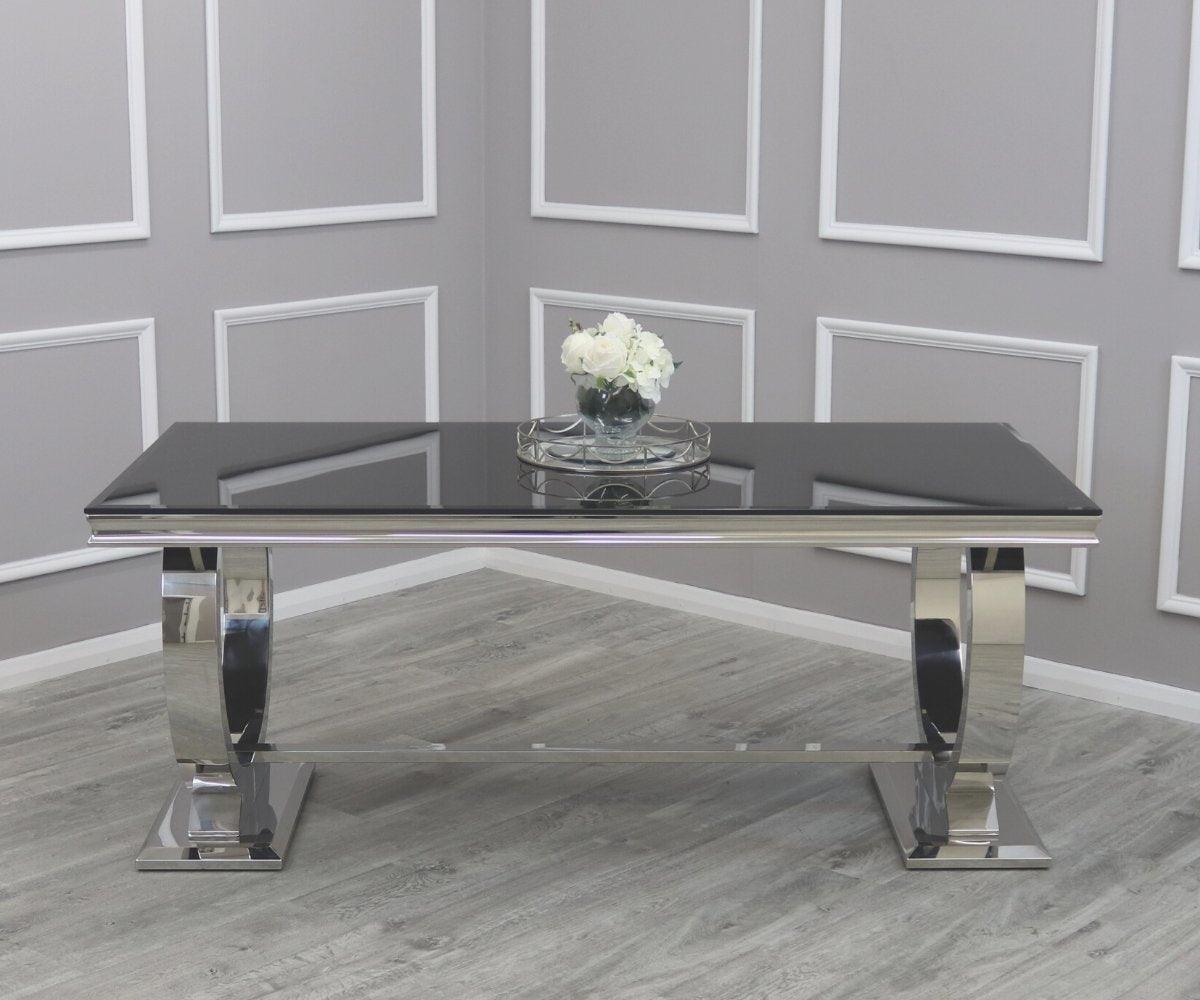Arianna 180CM Glass & Chrome Dining Table - 3 Colours-Esme Furnishings