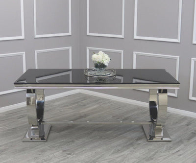 Arianna 180CM Glass & Chrome Dining Table - 3 Colours-Esme Furnishings