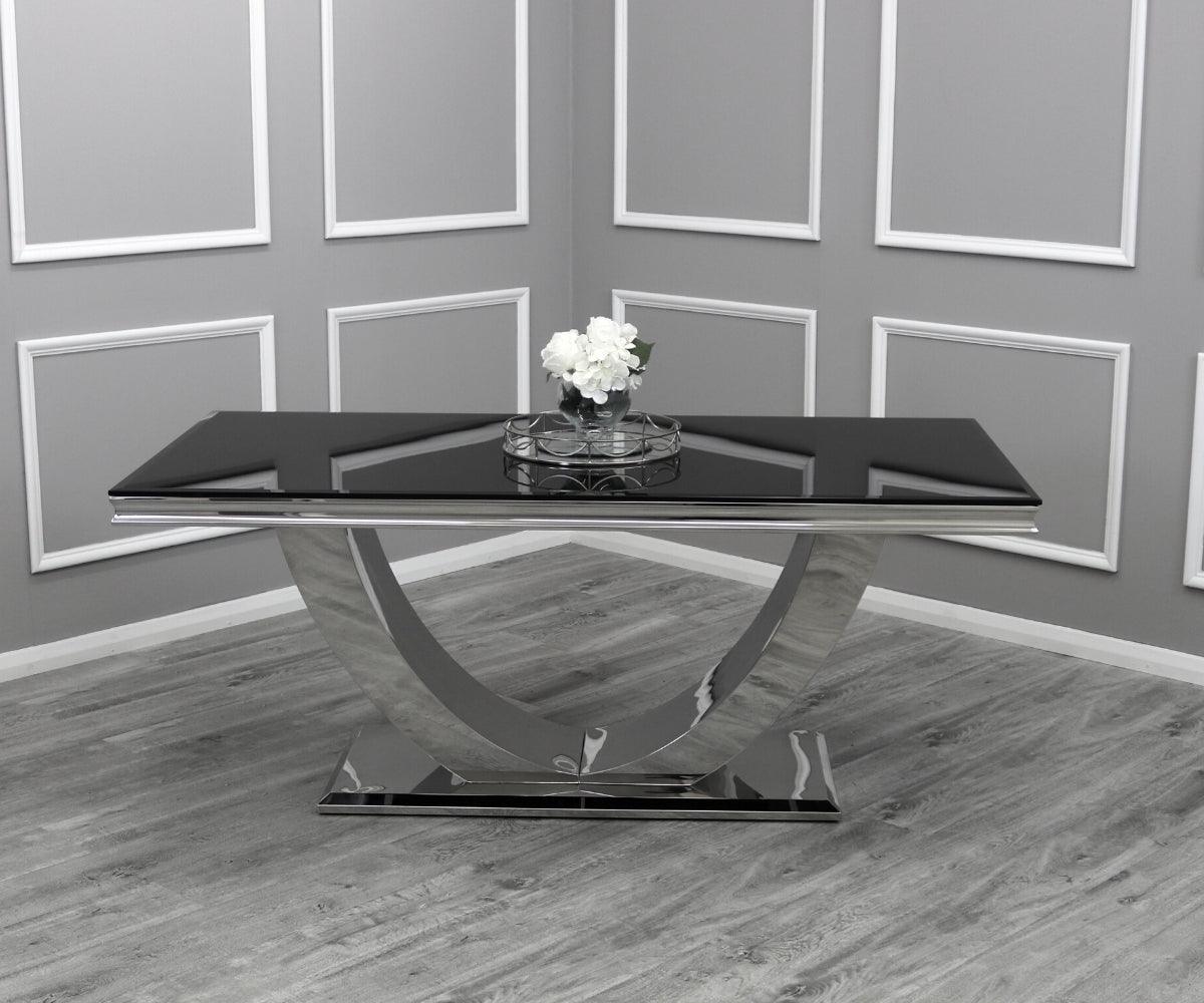 Arial 200CM Glass & Chrome Dining Table - 3 Colours-Esme Furnishings