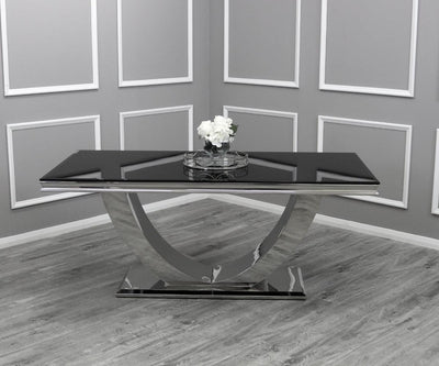 Arial 200CM Glass & Chrome Dining Table - 3 Colours-Esme Furnishings