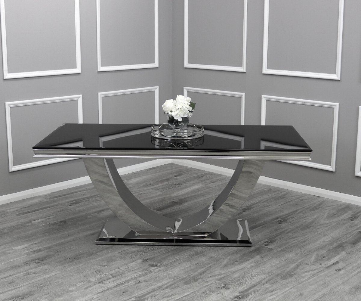 Arial 180CM Glass & Chrome Dining Table - 3 Colours-Esme Furnishings