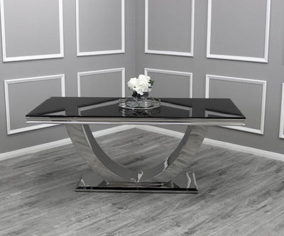 Arial 180CM Glass & Chrome Dining Table - 3 Colours-Esme Furnishings