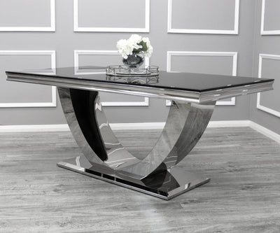 Arial 200CM Glass & Chrome Dining Table - 3 Colours-Esme Furnishings