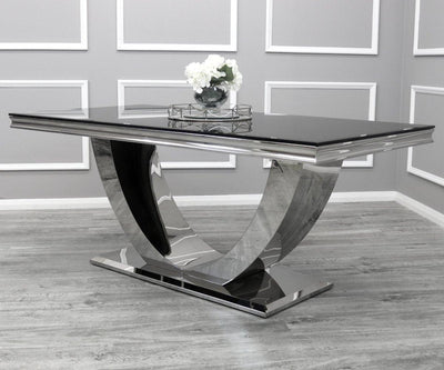 Arial 180CM Glass & Chrome Dining Table - 3 Colours-Esme Furnishings