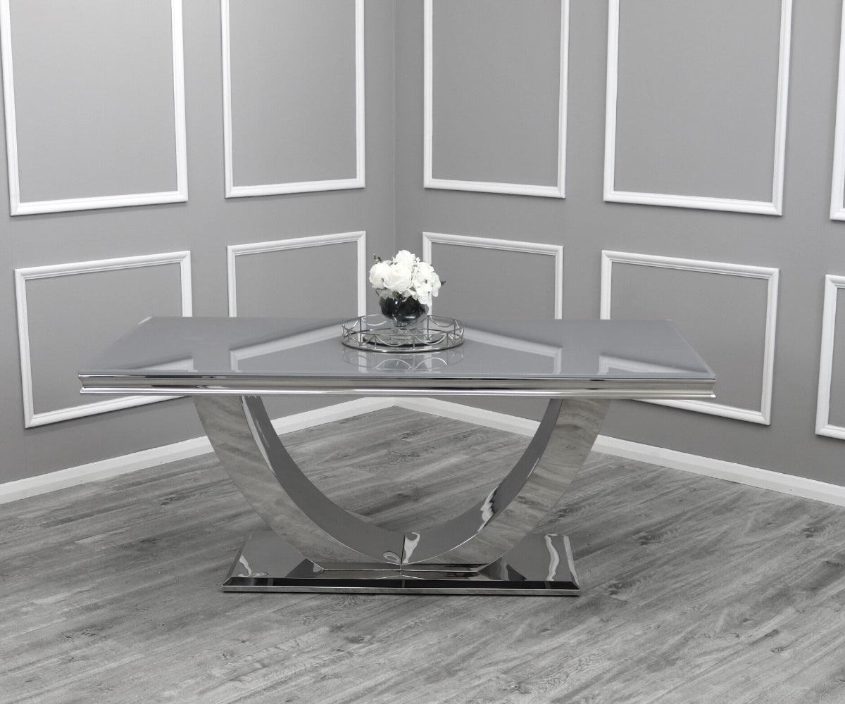 Arial 200CM Glass & Chrome Dining Table - 3 Colours-Esme Furnishings