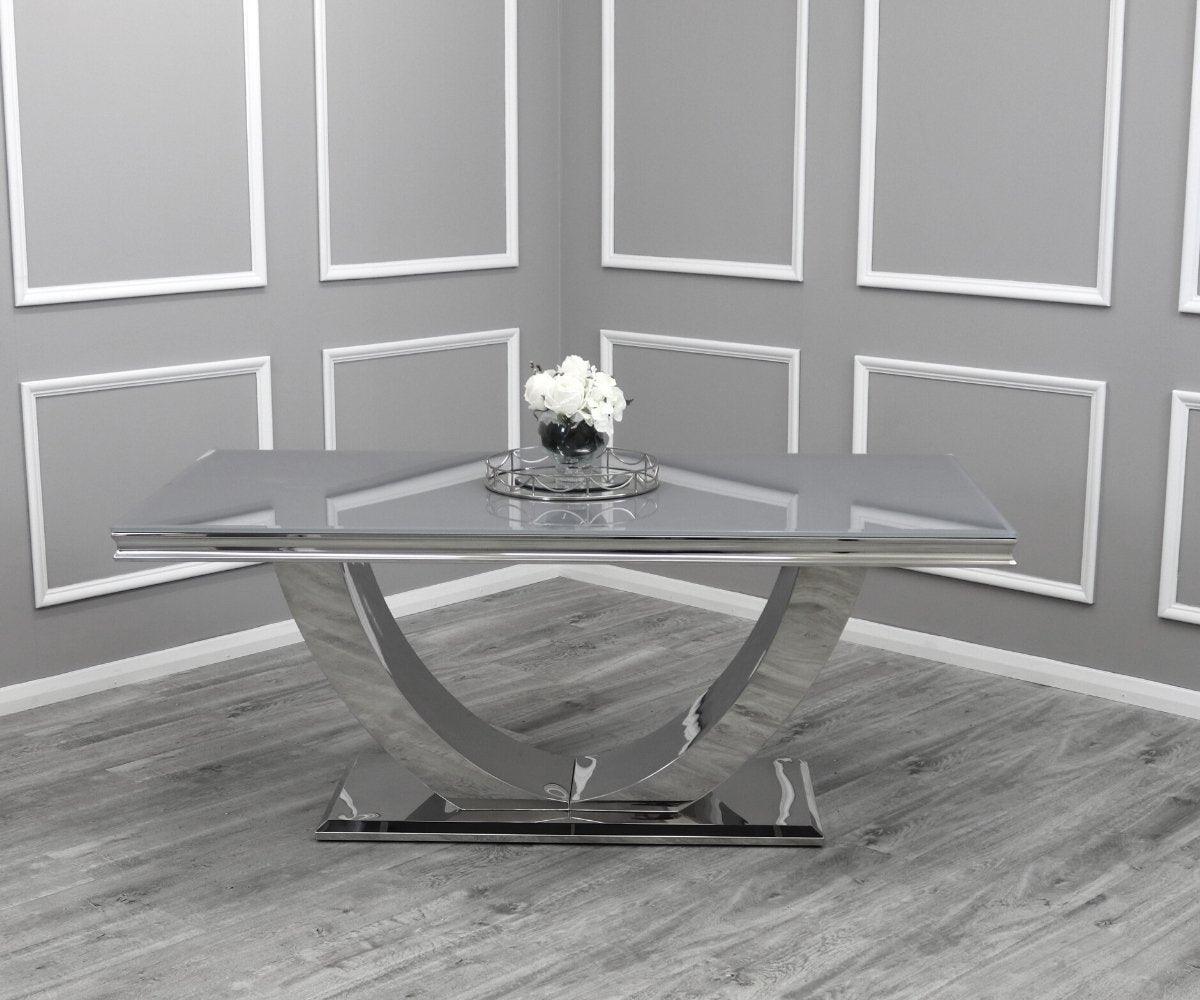 Arial 180CM Glass & Chrome Dining Table - 3 Colours-Esme Furnishings