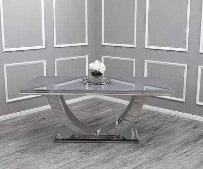 Arial 180CM Glass & Chrome Dining Table - 3 Colours-Esme Furnishings
