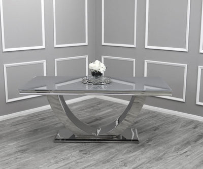 Arial 200CM Glass & Chrome Dining Table - 3 Colours-Esme Furnishings