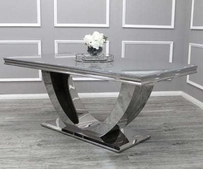 Arial 200CM Glass & Chrome Dining Table - 3 Colours-Esme Furnishings