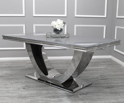 Arial 180CM Glass & Chrome Dining Table - 3 Colours-Esme Furnishings