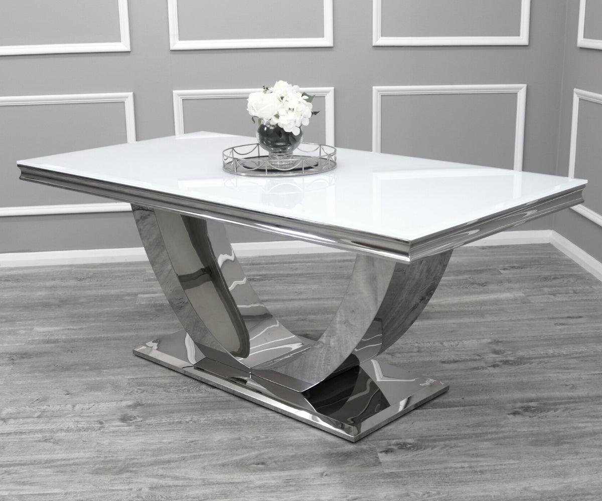 Arial 200CM Glass & Chrome Dining Table - 3 Colours-Esme Furnishings