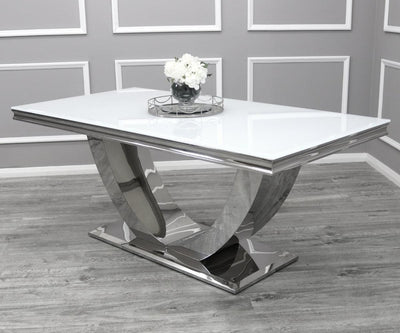Arial 200CM Glass & Chrome Dining Table - 3 Colours-Esme Furnishings