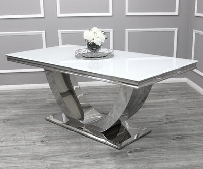 Arial 180CM Glass & Chrome Dining Table - 3 Colours-Esme Furnishings