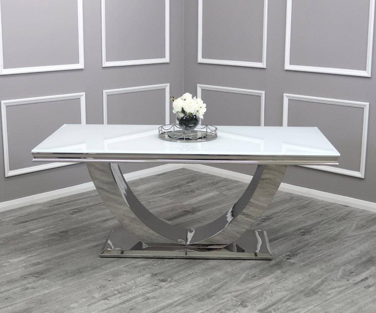 Arial 200CM Glass & Chrome Dining Table - 3 Colours-Esme Furnishings