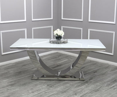 Arial 200CM Glass & Chrome Dining Table - 3 Colours-Esme Furnishings