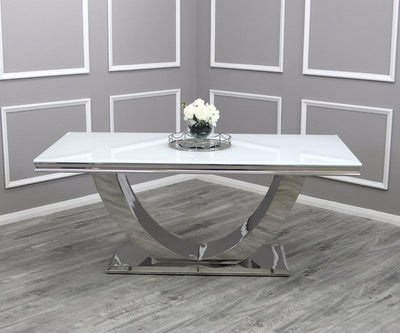 Arial 180CM Glass & Chrome Dining Table - 3 Colours-Esme Furnishings