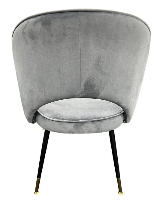 Astra Grey Plush Velvet Fabric Dining Chair