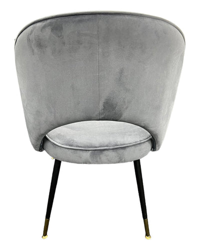 Astra Grey Plush Velvet Fabric Dining Chair