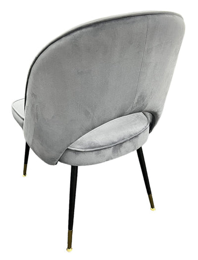 Astra Grey Plush Velvet Fabric Dining Chair