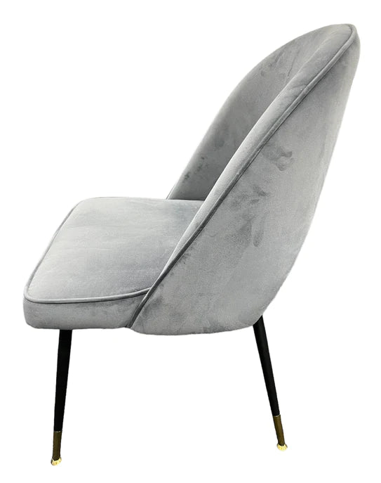 Astra Grey Plush Velvet Fabric Dining Chair
