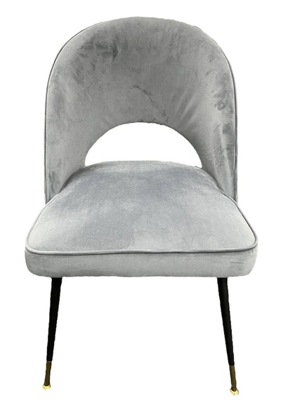 Astra Grey Plush Velvet Fabric Dining Chair
