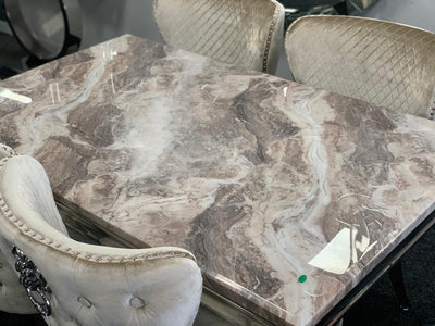 Louis 180CM Marble & Chrome Dining Table - 5 Colours-Esme Furnishings