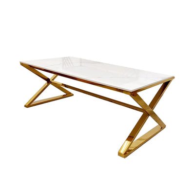 Zion Gold Coffee Table with Polar White Sintered Top-Esme Furnishings