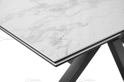 Phoenix 160-240cm White Ceramic Marble Extending Table-Esme Furnishings