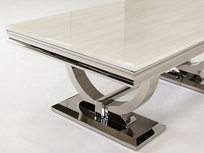 Arianna 200cm Cream Marble Dining Table-Esme Furnishings