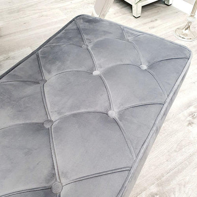Arianna 170cm Light Grey Plush Velvet Bench-Esme Furnishings