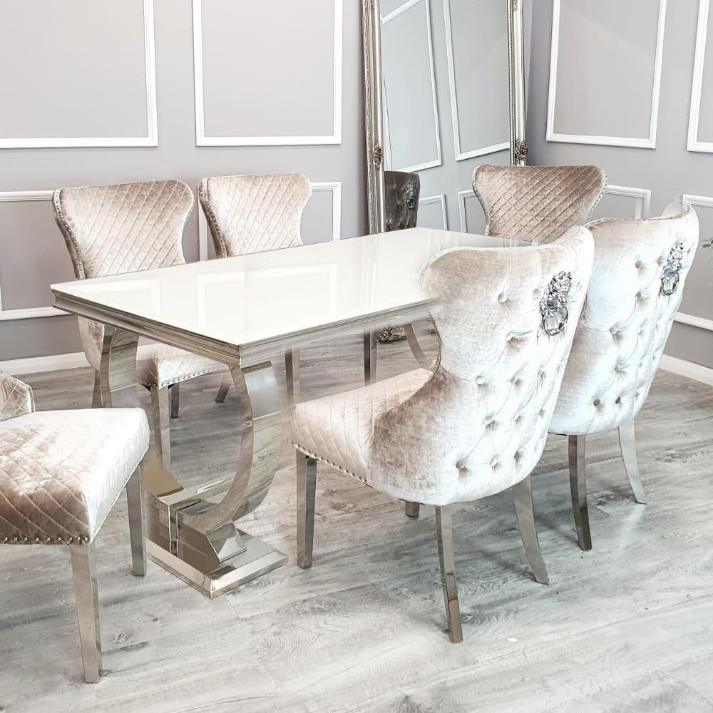 Arianna 180CM Glass Chrome Dining Table 3 Colours