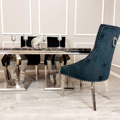 Athena 180cm Marble Dining Table + Knightsbridge Plush Velvet Dining Chairs - Special Promo Price-Esme Furnishings