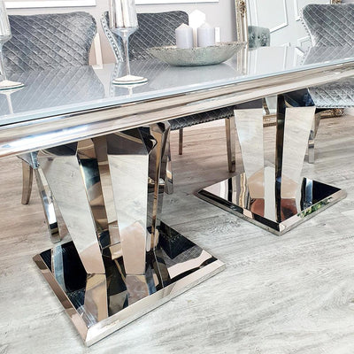 Athena 180cm Marble Dining Table + Knightsbridge Plush Velvet Dining Chairs - Special Promo Price-Esme Furnishings