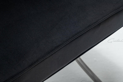 Belgravia Black French Velvet Button Back Dining Chair With Chrome Legs-Esme Furnishings