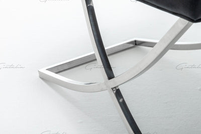 Belgravia Black French Velvet Button Back Dining Chair With Chrome Legs-Esme Furnishings