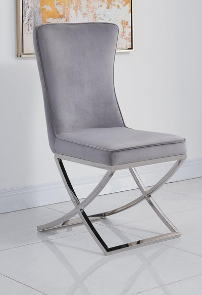 Louis 120cm Grey Marble Dining Table + Belgravia Dark Grey Plush Velvet Button Dining Chairs-Esme Furnishings