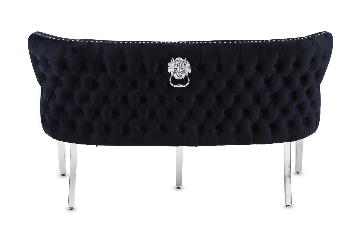 Valentino Lion Knocker Quilted Tufted Plush Velvet 150cm Dining Bench - 5 Colours-Esme Furnishings