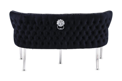 Valentino Lion Knocker Quilted Tufted Plush Velvet 150cm Dining Bench - 5 Colours-Esme Furnishings