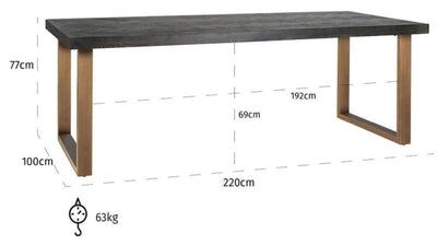 Blackbone Black Oak and Brass Dining Table - 220cm-Belmont Interiors