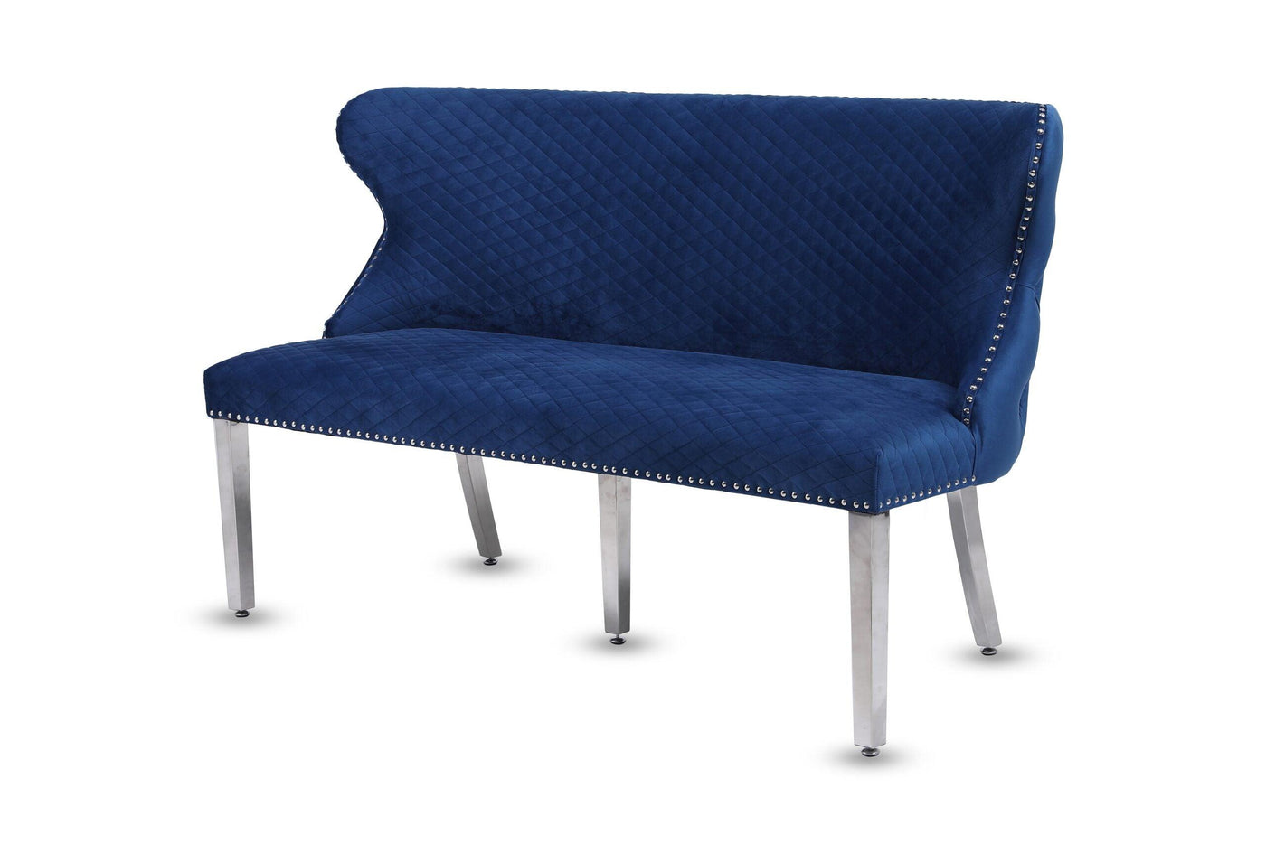 Valentino Lion Knocker Quilted Tufted Plush Velvet 150cm Dining Bench - 5 Colours-Esme Furnishings