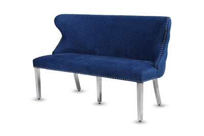 Valentino Lion Knocker Quilted Tufted Plush Velvet 150cm Dining Bench - 5 Colours-Esme Furnishings