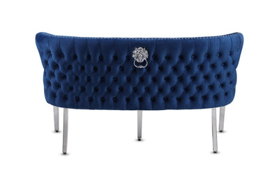 Valentino Lion Knocker Quilted Tufted Plush Velvet 150cm Dining Bench - 5 Colours-Esme Furnishings