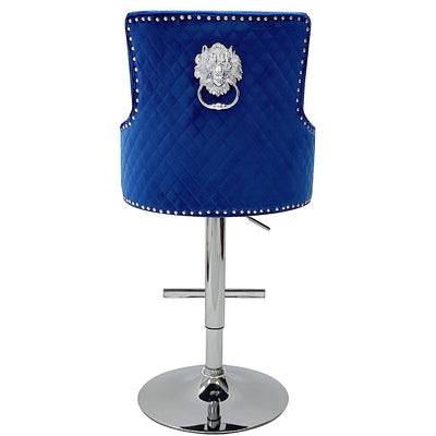 Dakota, Blue French Velvet, Quilted Back Bar Stool