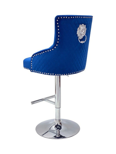 Dakota, Blue French Velvet, Quilted Back Bar Stool