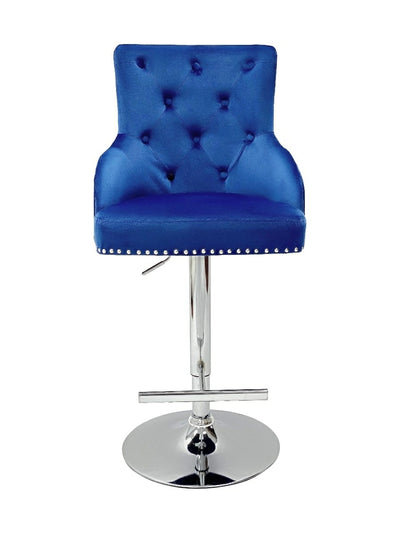 Dakota, Blue French Velvet, Quilted Back Bar Stool