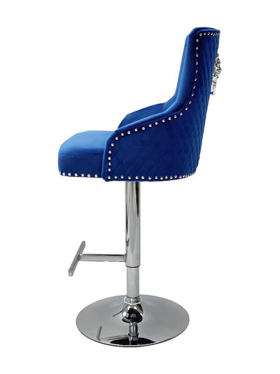 Dakota, Blue French Velvet, Quilted Back Bar Stool